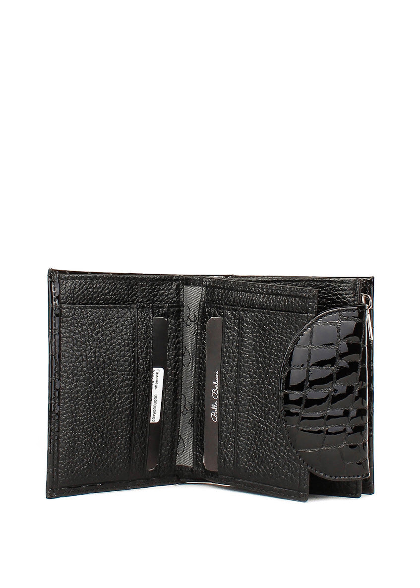 Cartera de piel italiana Negro 755-996