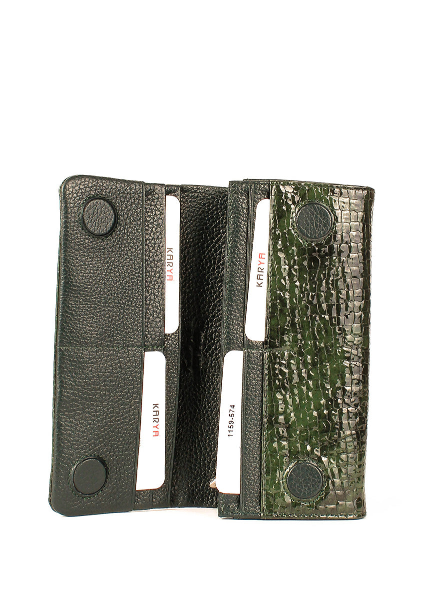 Cartera de piel italiana Verde 1159-574