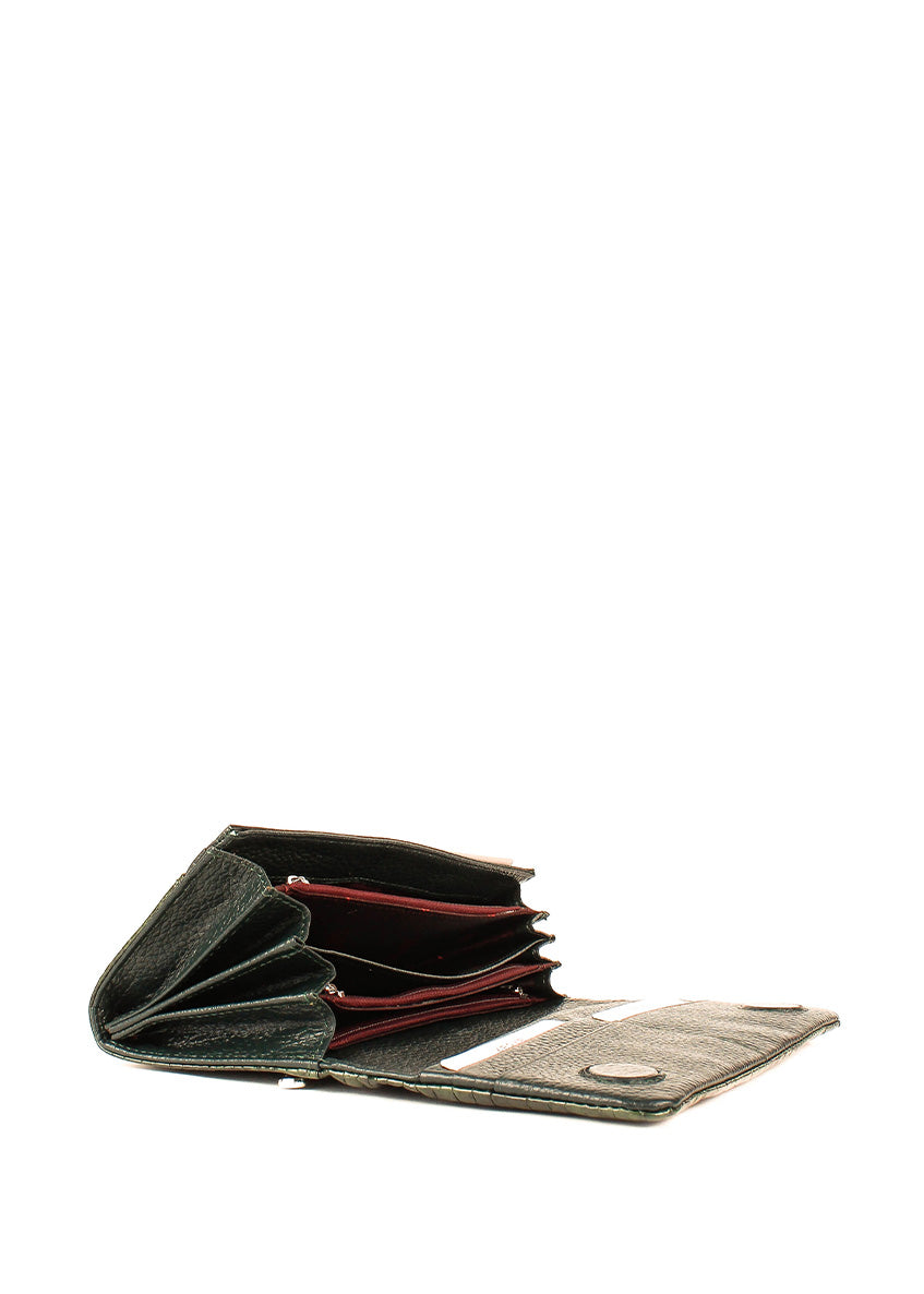 Cartera de piel italiana Verde 1159-574