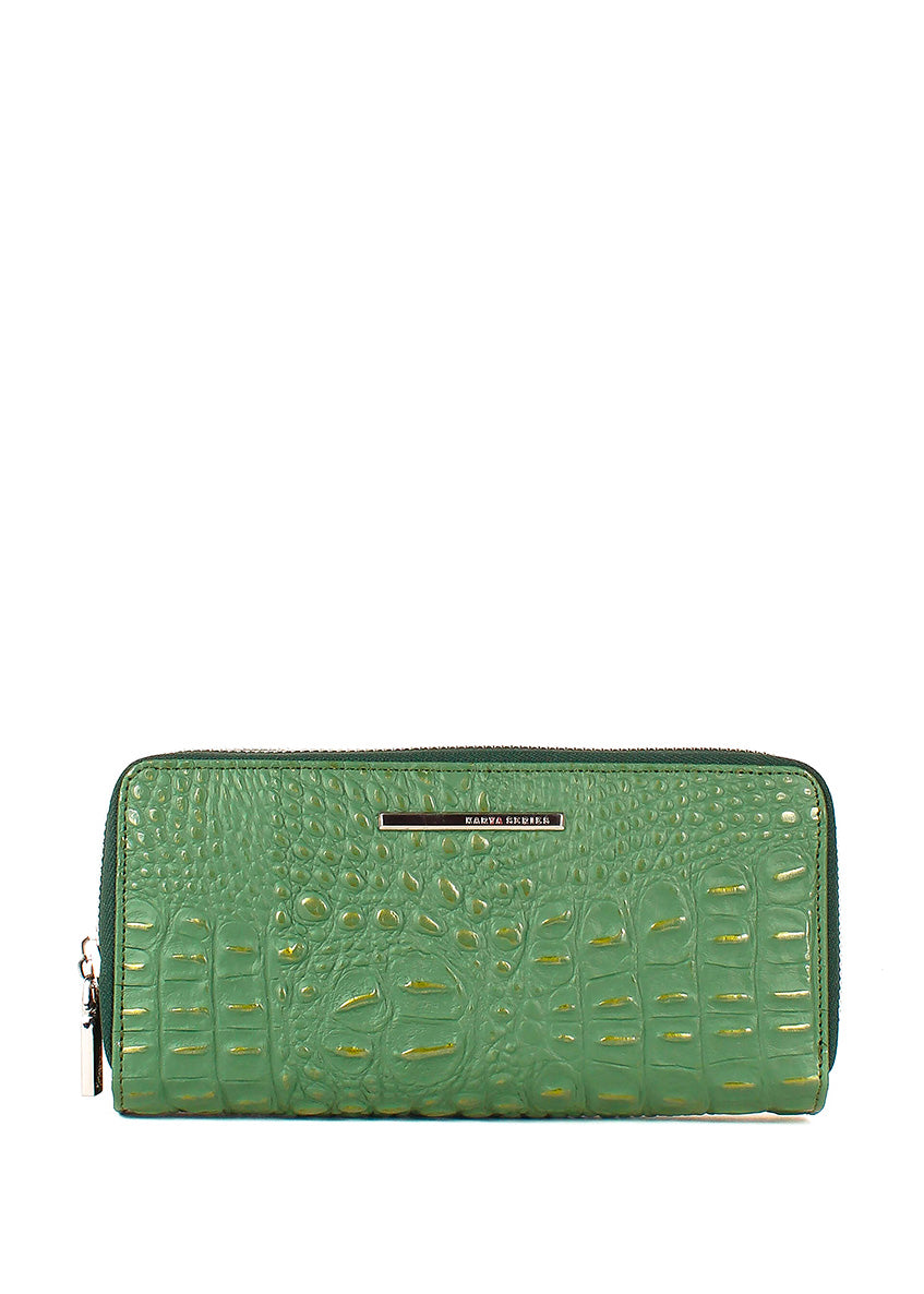 Cartera de piel italiana Verde 1134-5460