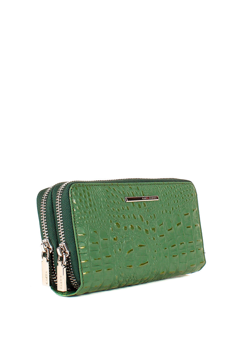 Cartera de piel italiana Verde 1134-5460