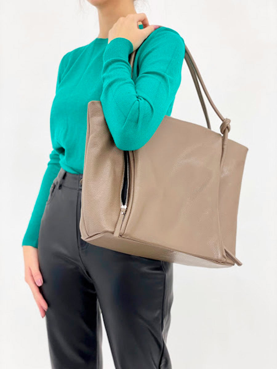 Bolso Tote de piel italiana Quadra Marrón