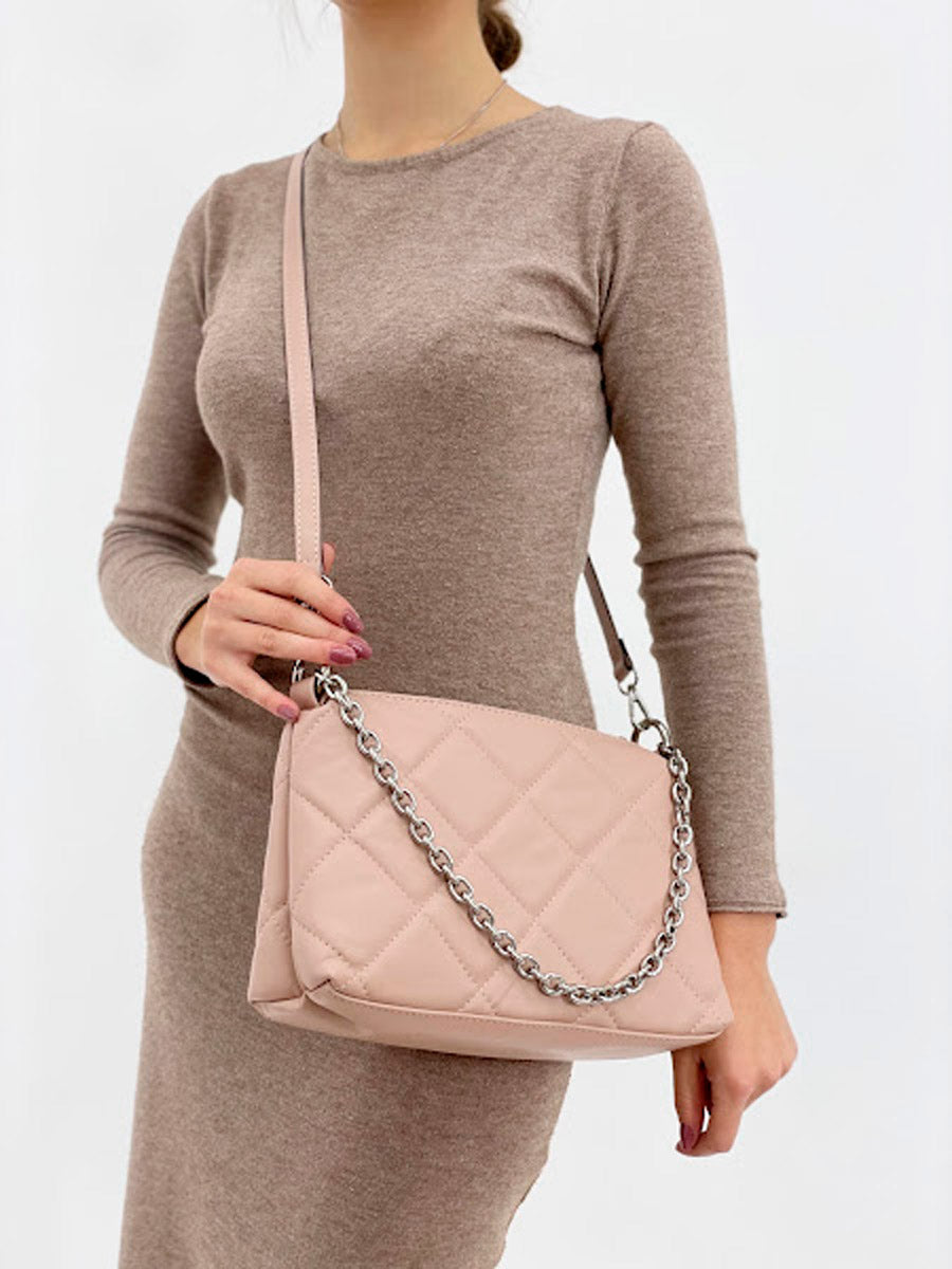 Bandolera de piel italiana Gris 1609-52-37