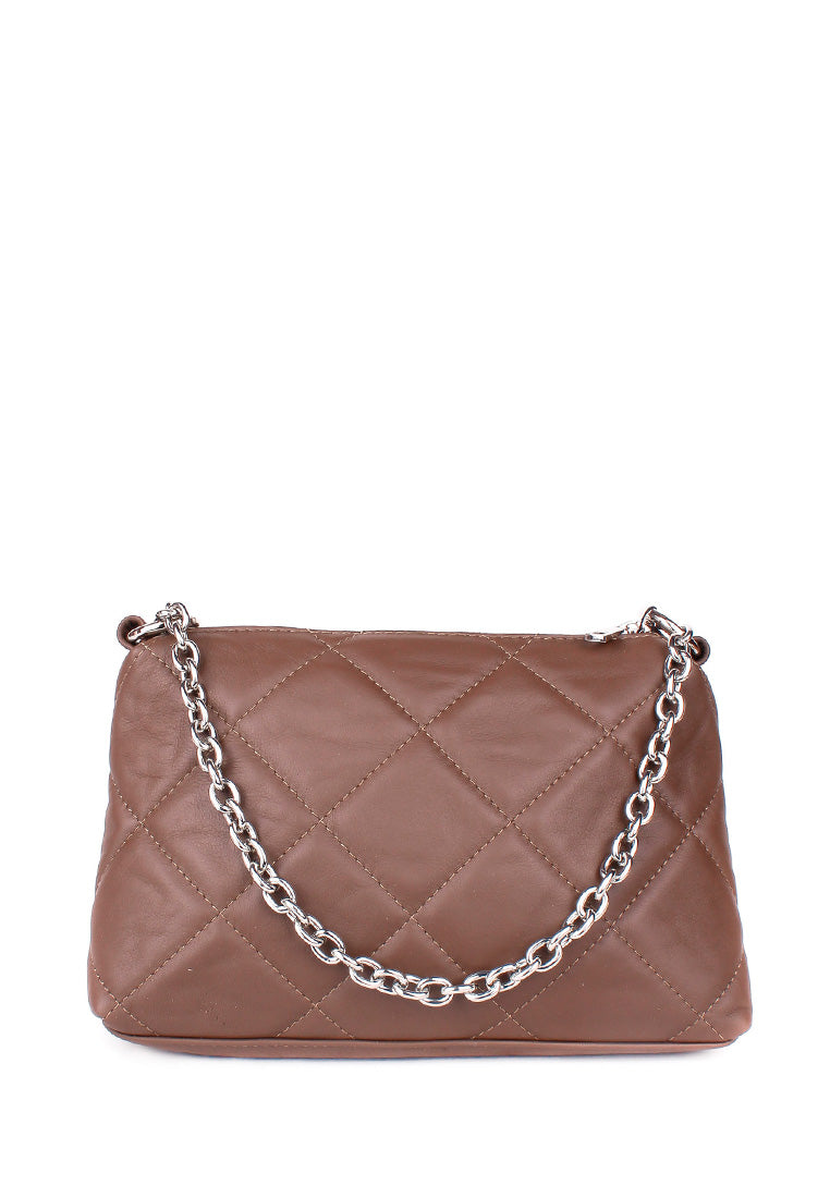 Bandolera de piel italiana Gris, Marrón 1609-104-37