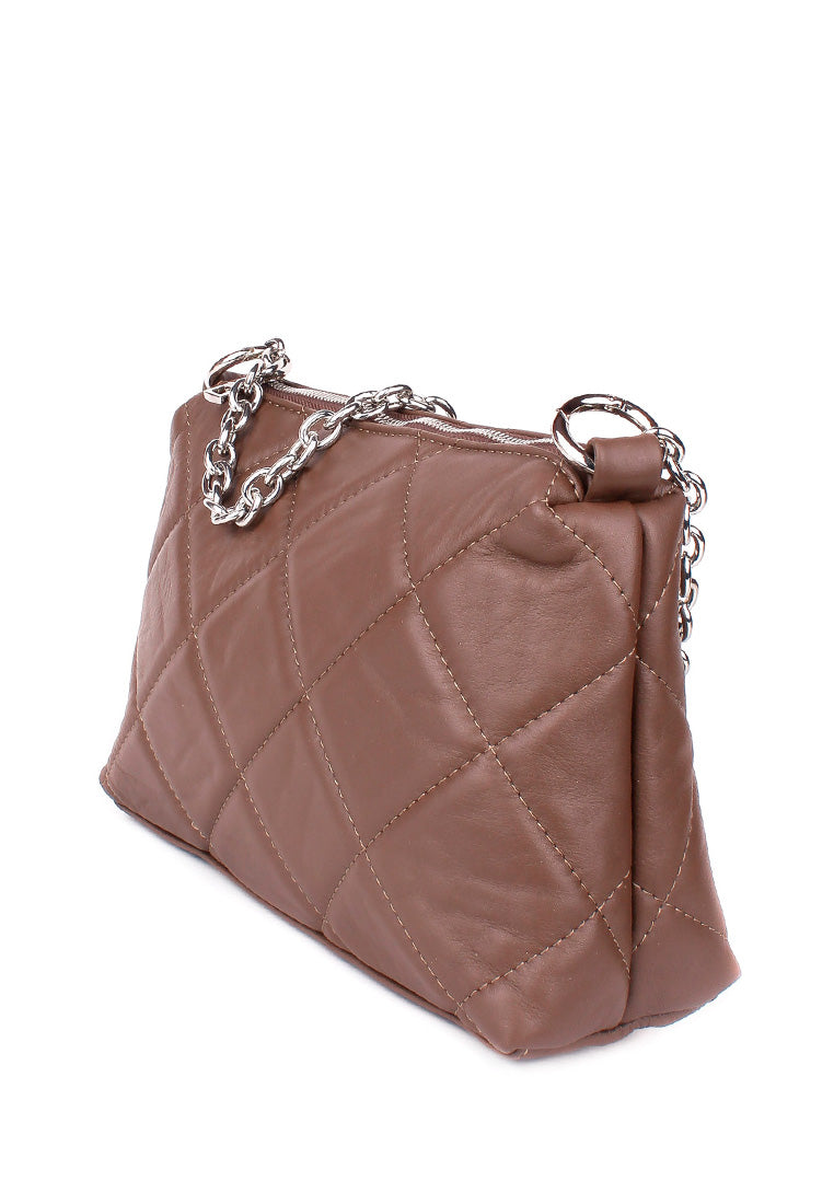 Bandolera de piel italiana Gris, Marrón 1609-104-37