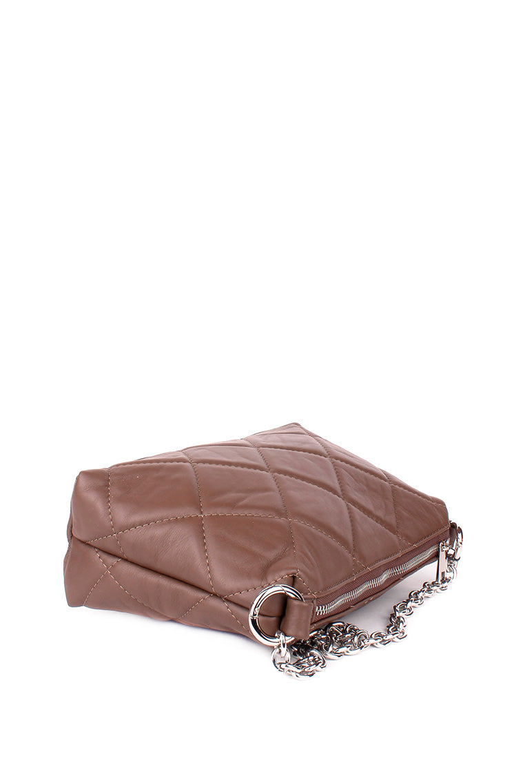 Bandolera de piel italiana Gris, Marrón 1609-104-37