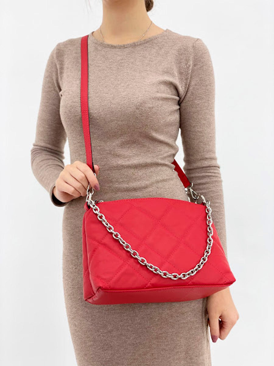 Bandolera de piel italiana Rojo 1609-13-37