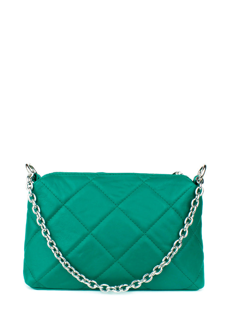 Bandolera de piel italiana Verde 1609-08-37