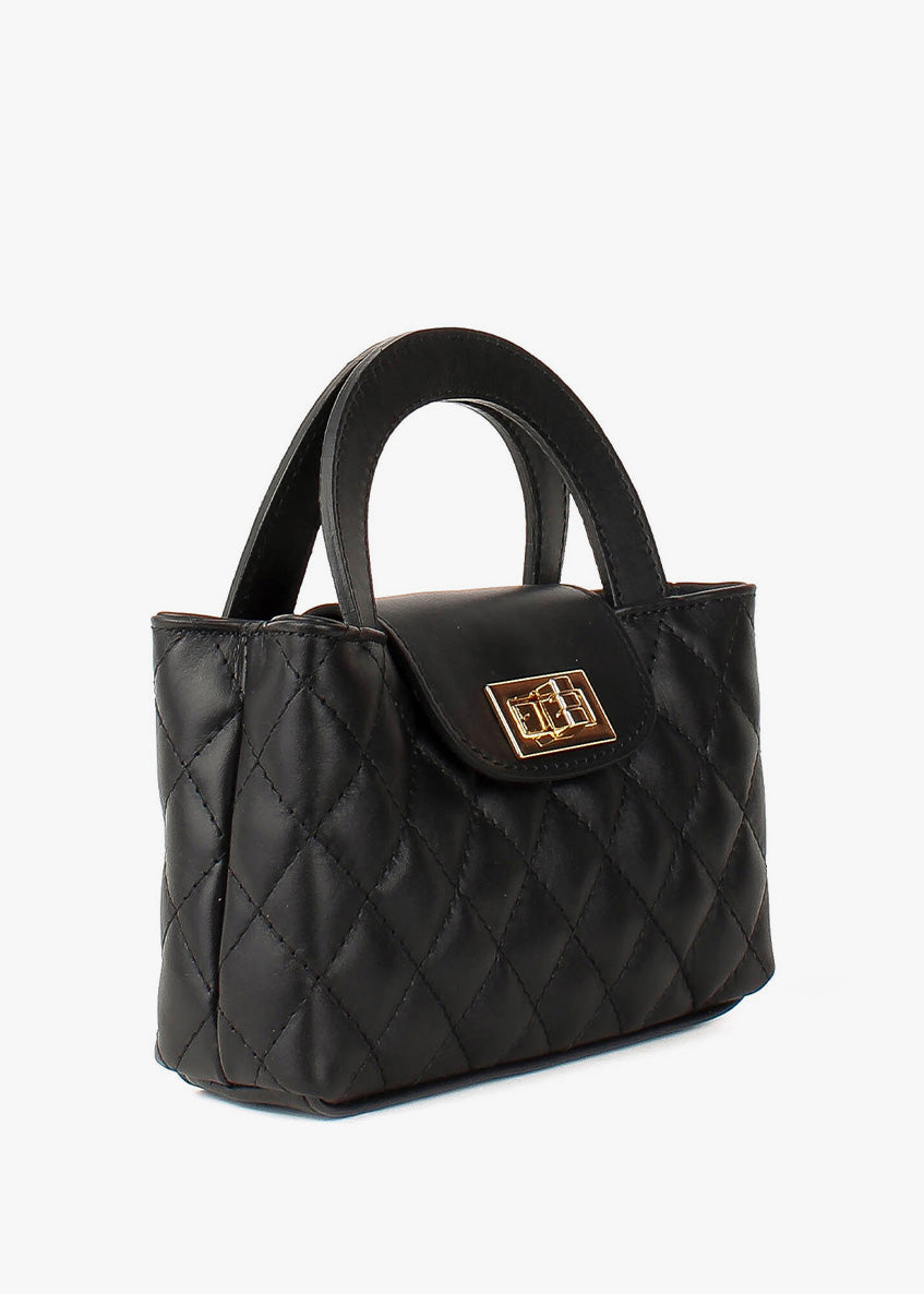 Bolso de hombro de piel italiana Negro 2237-05-37