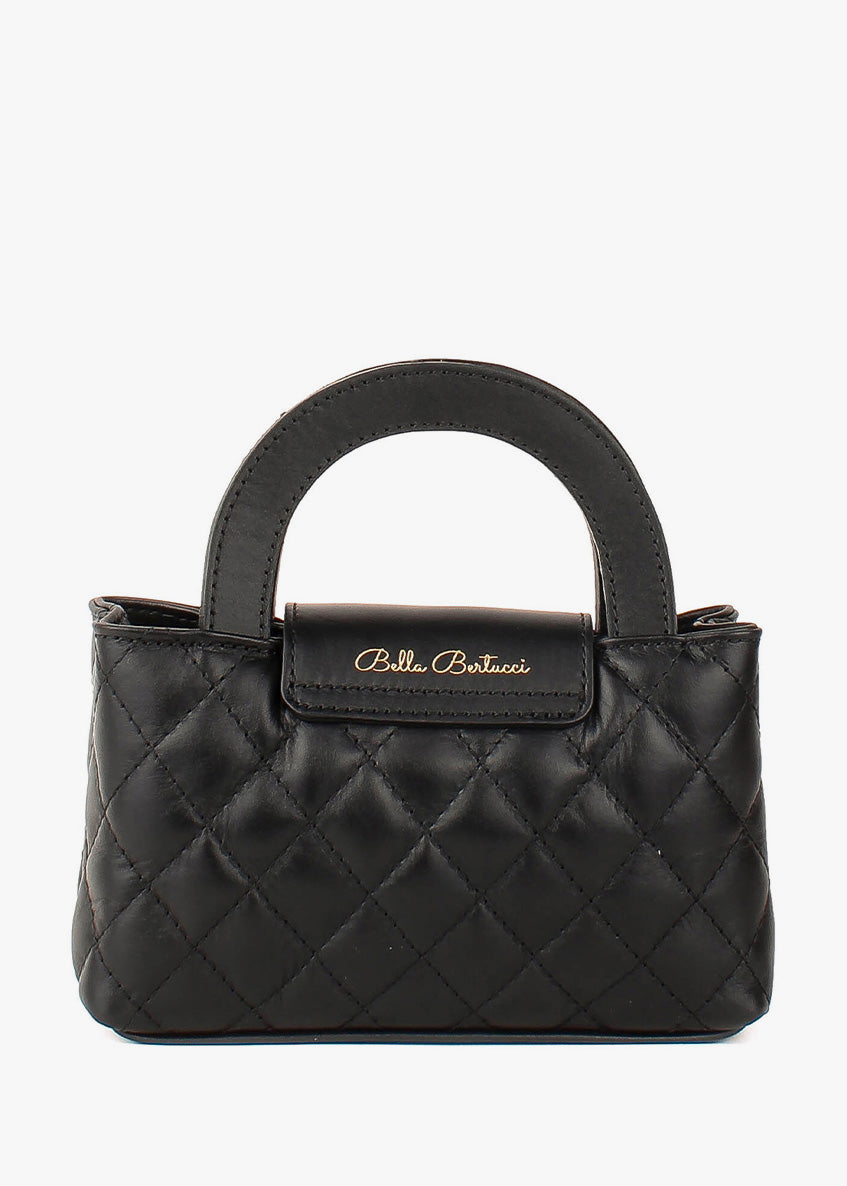 Bolso de hombro de piel italiana Negro 2237-05-37