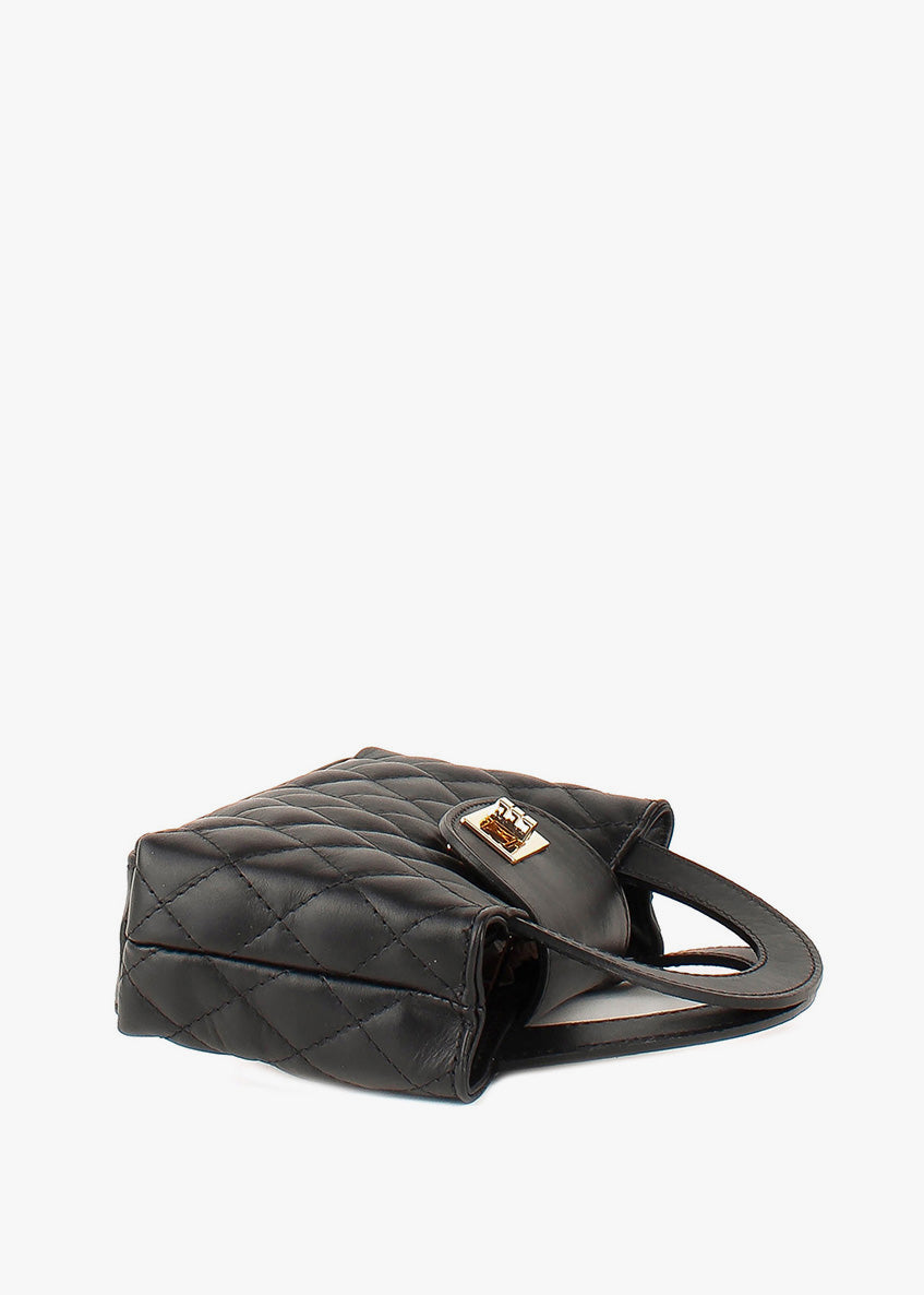 Bolso de hombro de piel italiana Negro 2237-05-37