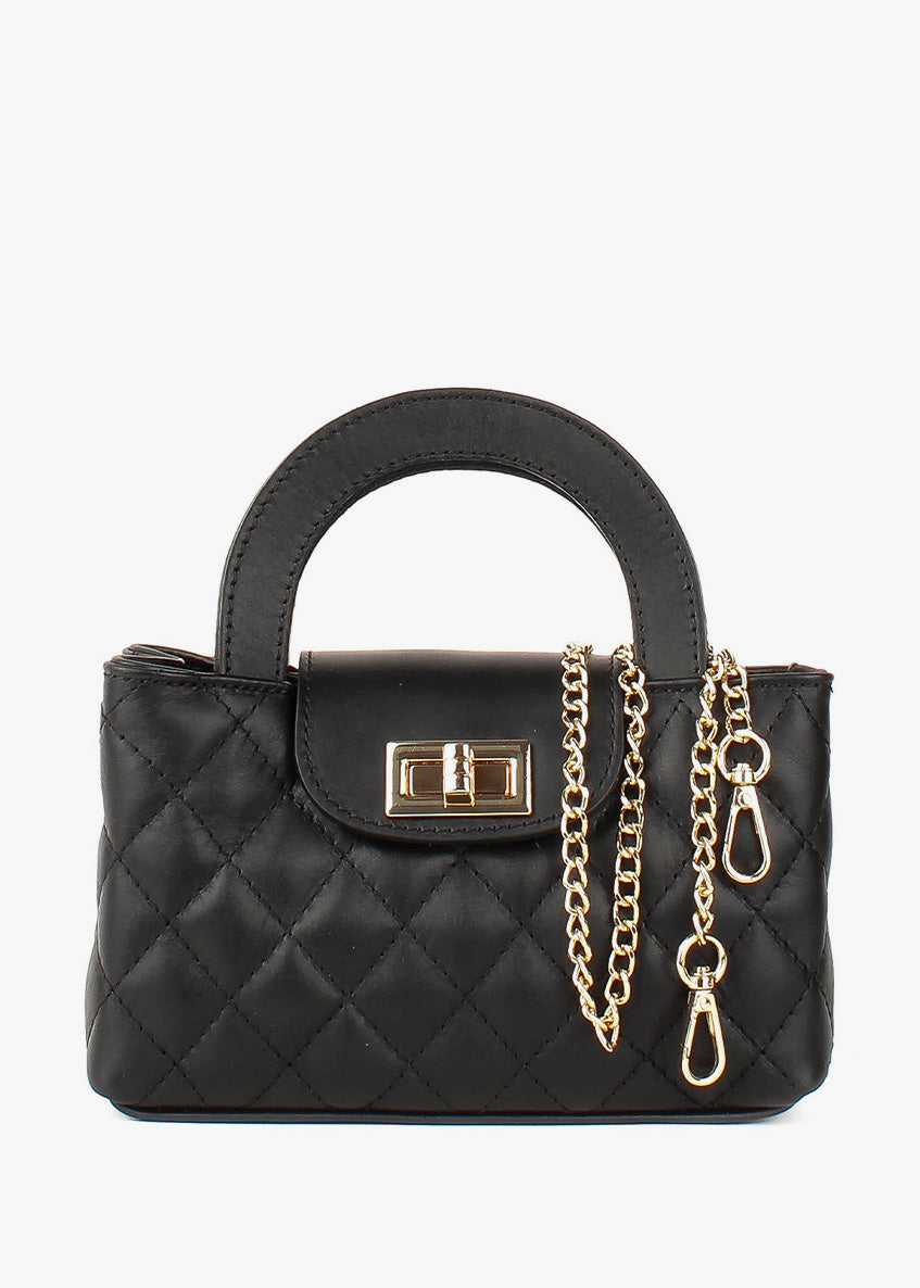 Bolso de hombro de piel italiana Negro 2237-05-37