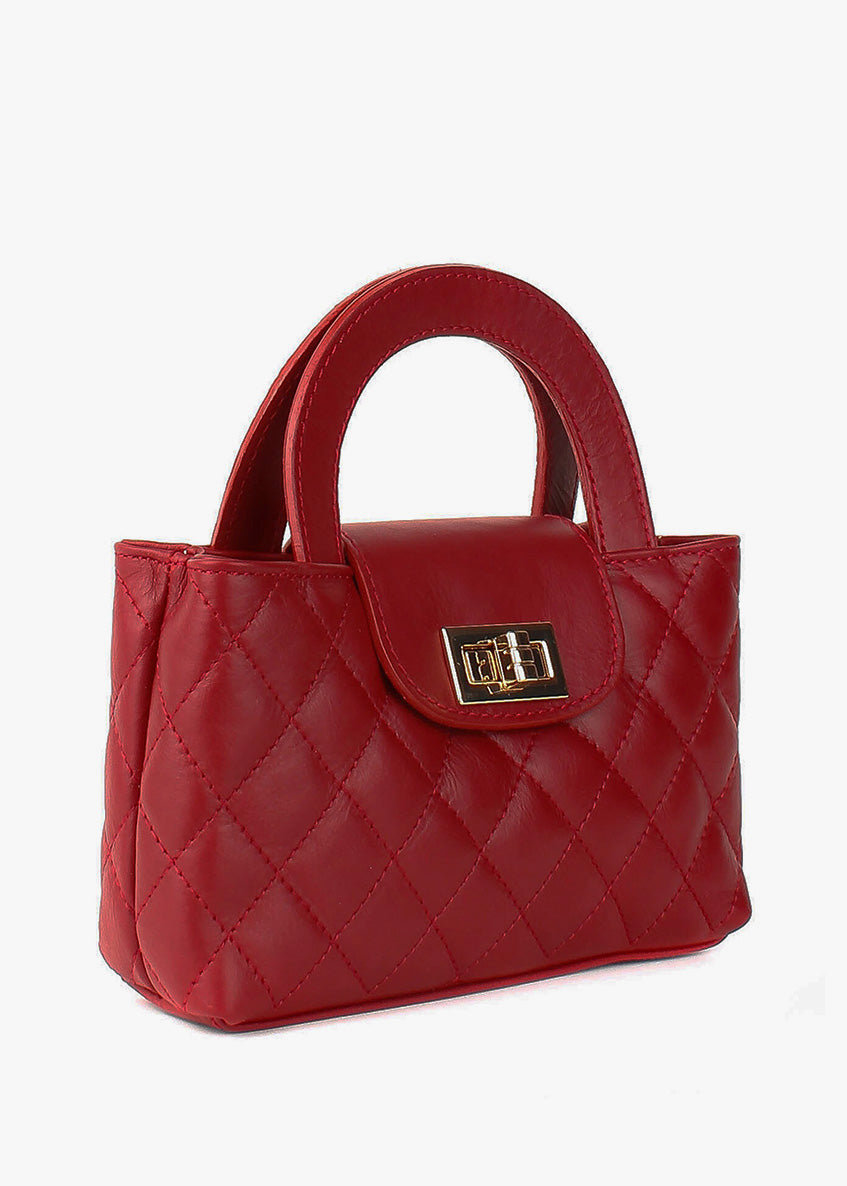 Bolso de hombro de piel italiana Burgoña 2237-12-37