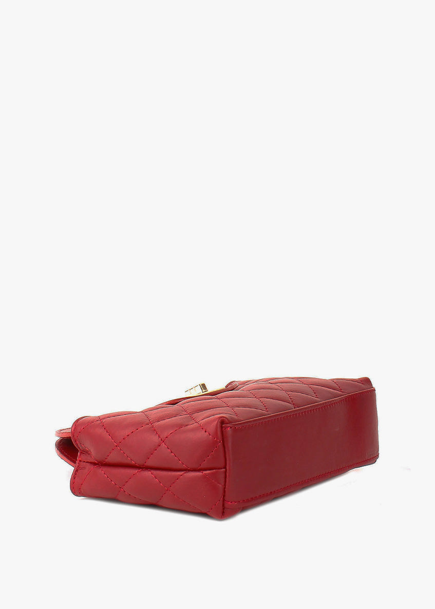 Bolso de hombro de piel italiana Burgoña 2237-12-37