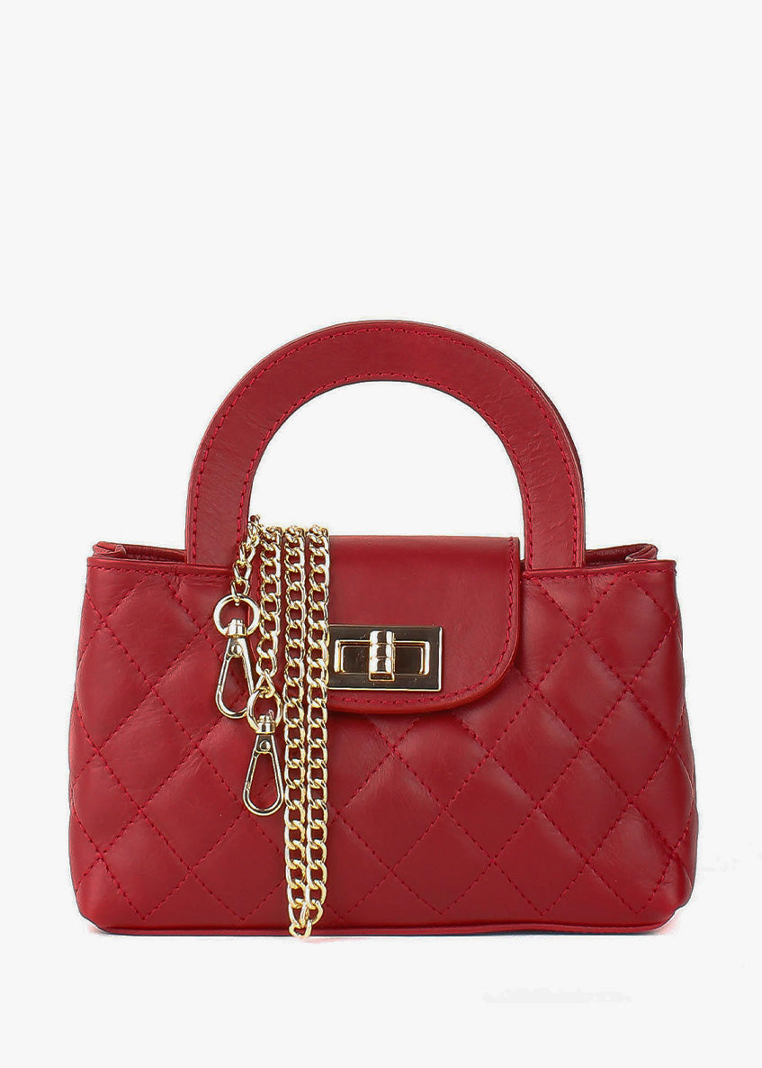 Bolso de hombro de piel italiana Burgoña 2237-12-37