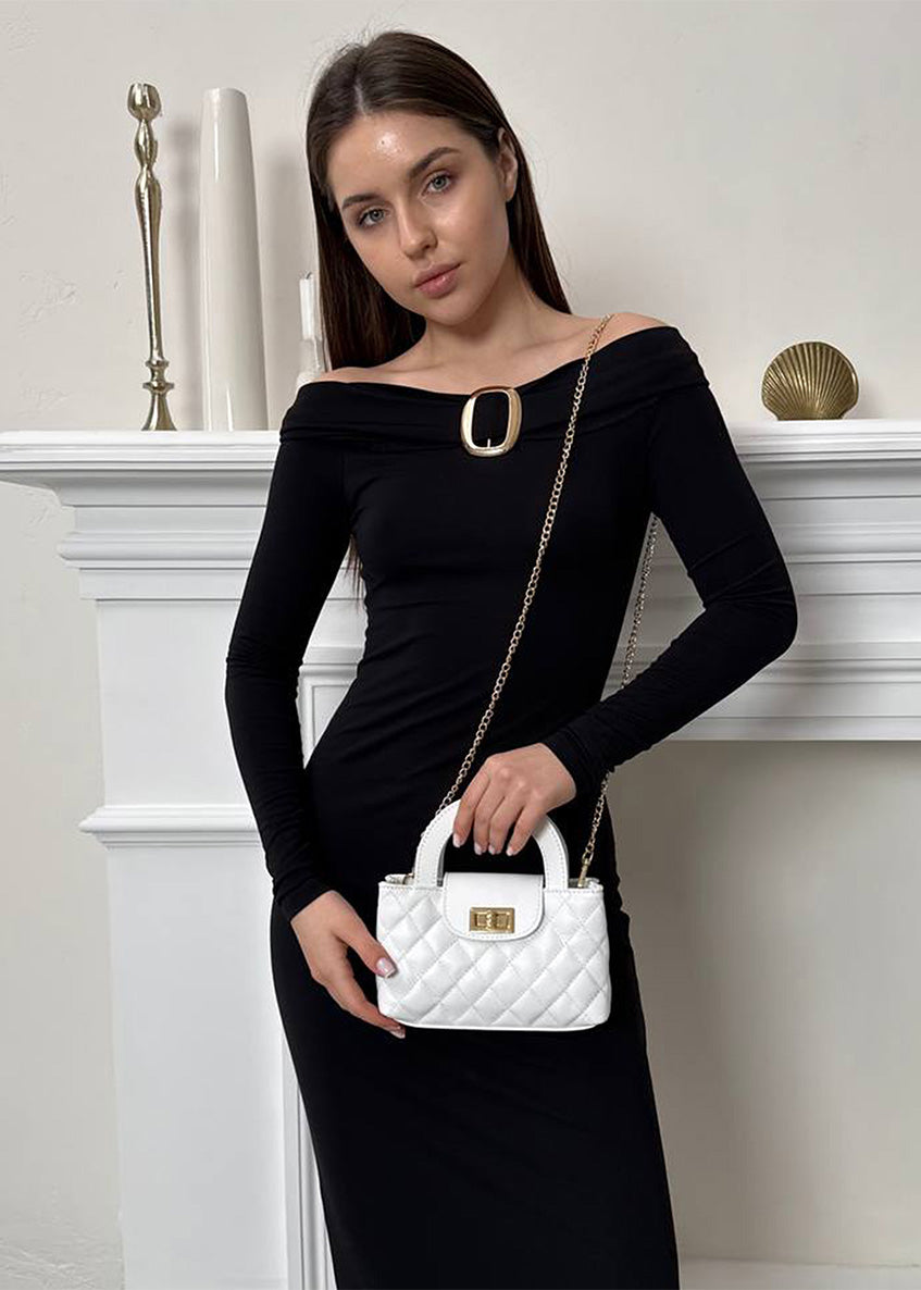 Bolso de hombro de piel italiana Blanco 2237-16-37