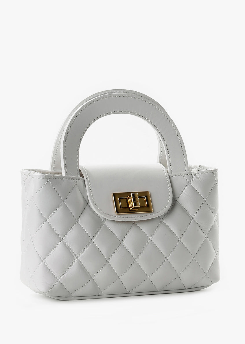 Bolso de hombro de piel italiana Blanco 2237-16-37
