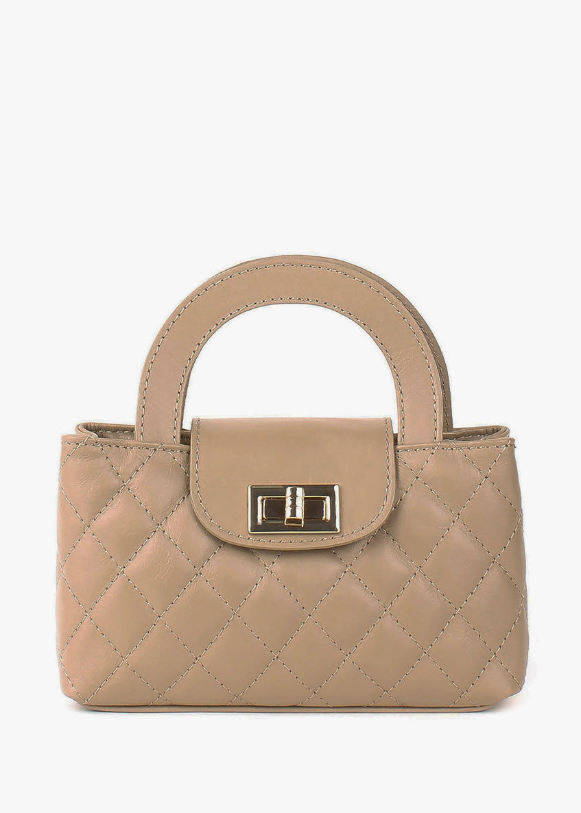 Bolso de hombro de piel italiana Gris, Marrón 2237-104-37