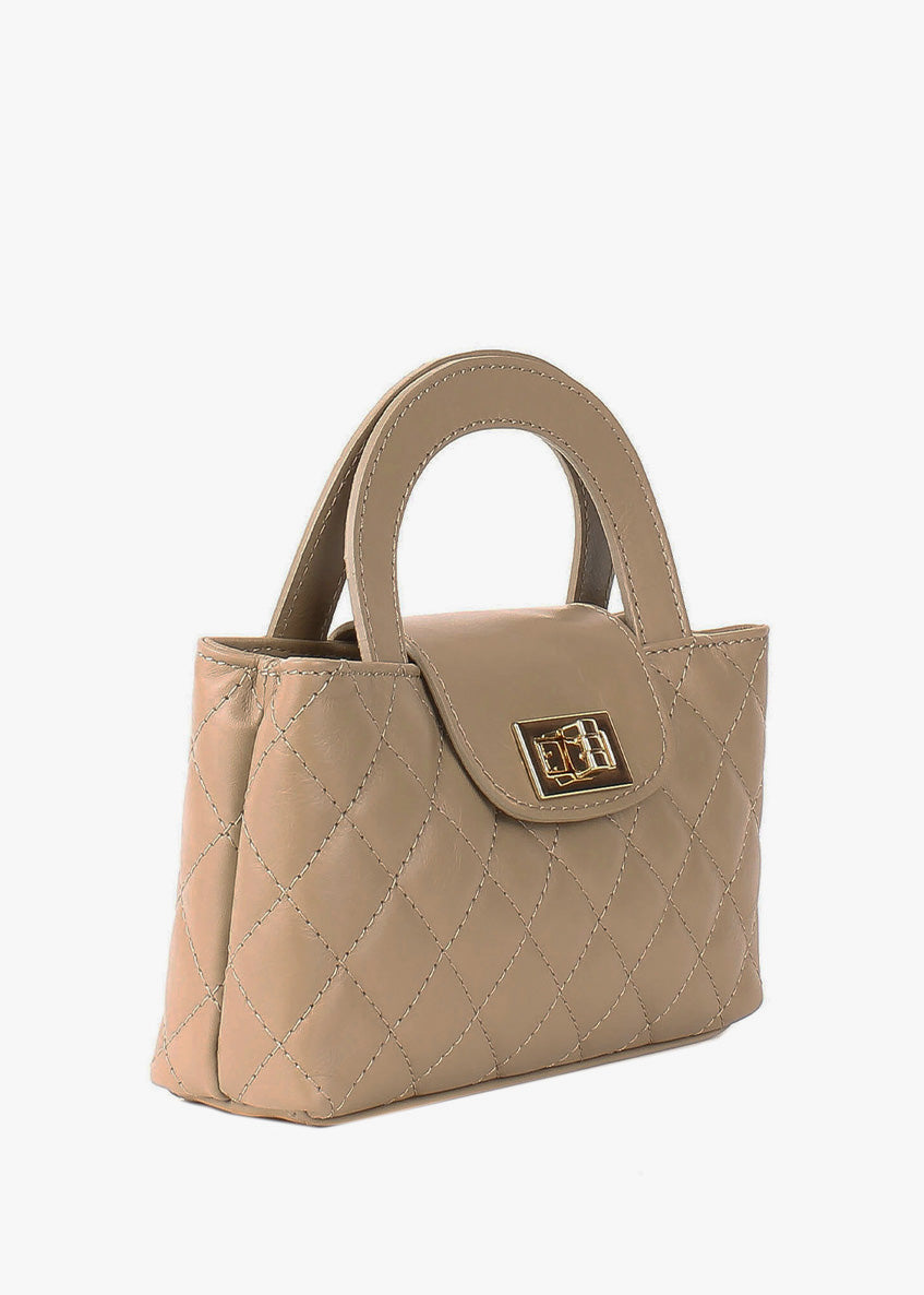 Bolso de hombro de piel italiana Gris, Marrón 2237-104-37