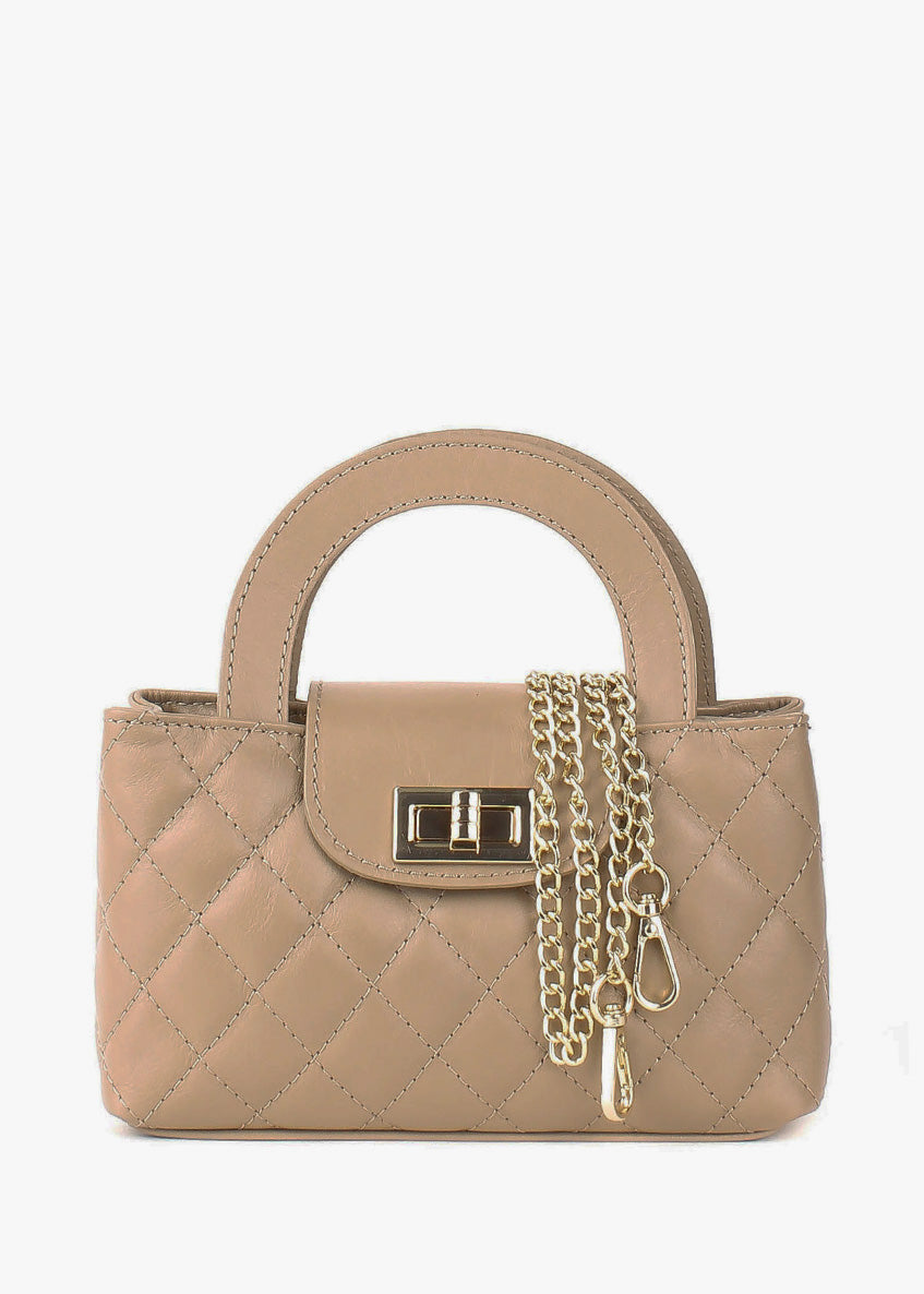 Bolso de hombro de piel italiana Gris, Marrón 2237-104-37