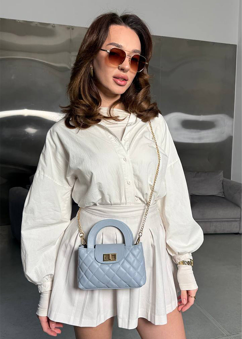 Bolso de hombro de piel italiana Блакитний 2237-17-37