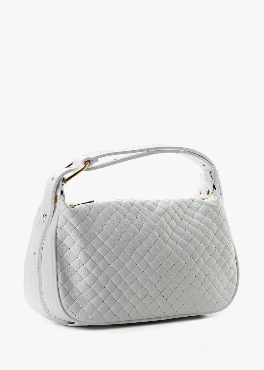 Bandolera de piel italiana Blanco 8937-16-106