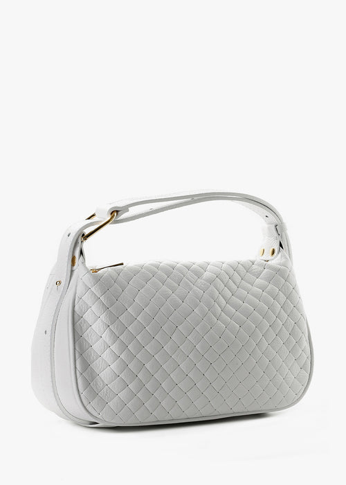 Bandolera de piel italiana Blanco 8937-16-106