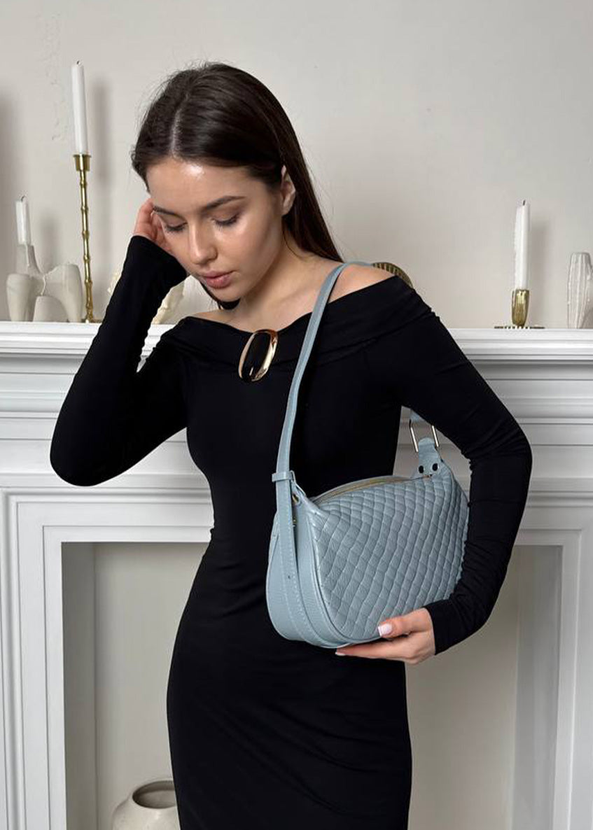 Bandolera de piel italiana Блакитний 8937-17-106