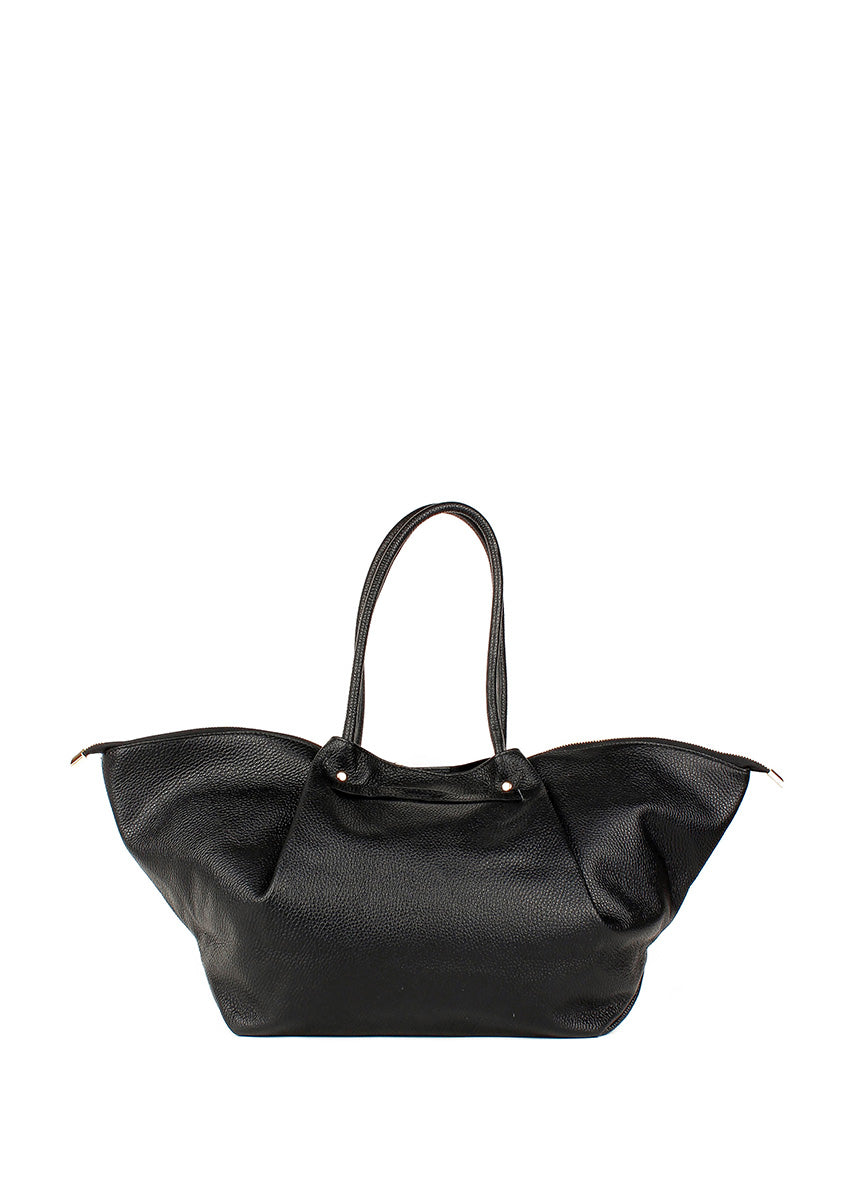 Bolso de hombro de piel italiana Negro 7366-05-32