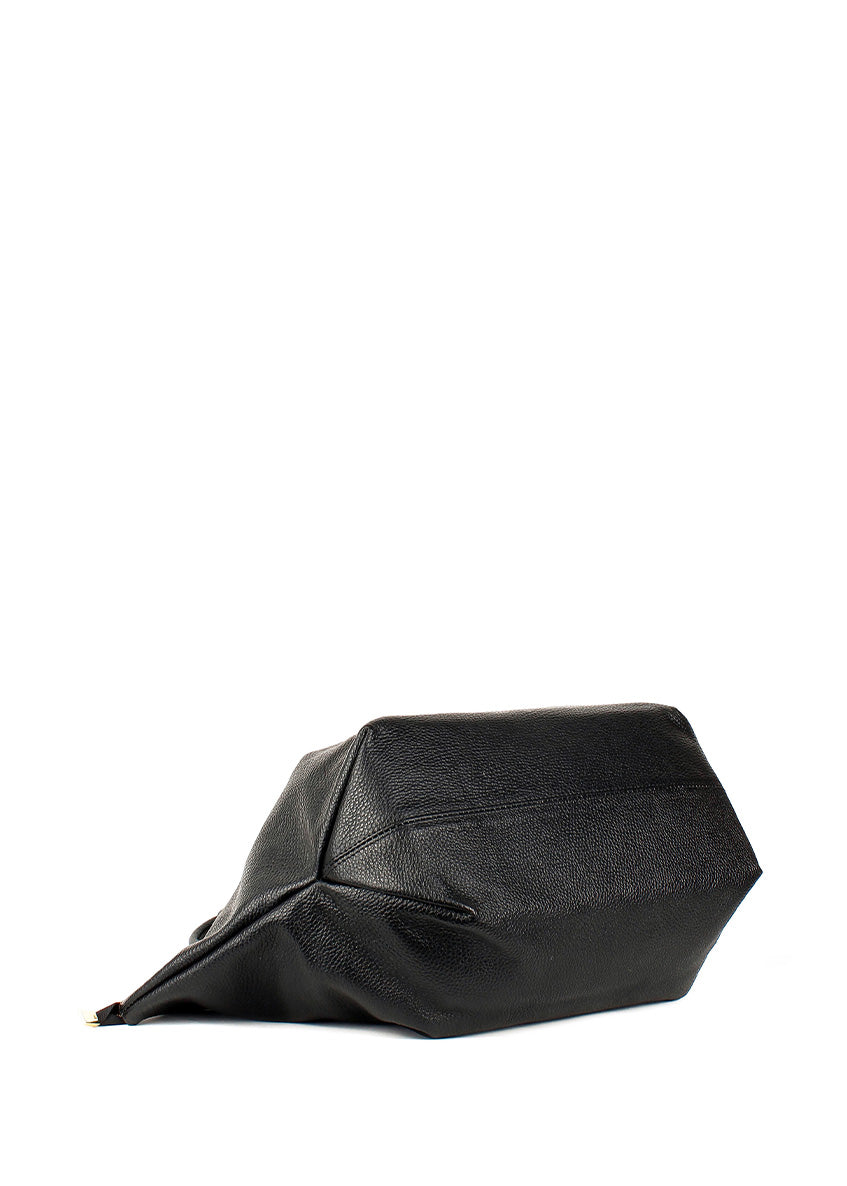 Bolso de hombro de piel italiana Negro 7366-05-32