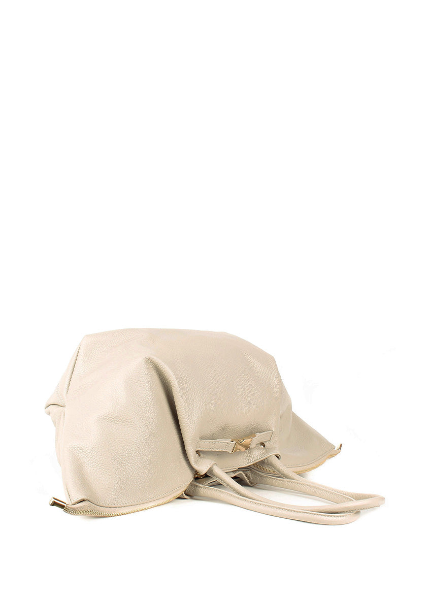 Bolso de hombro de piel italiana Beige 7366-11-32