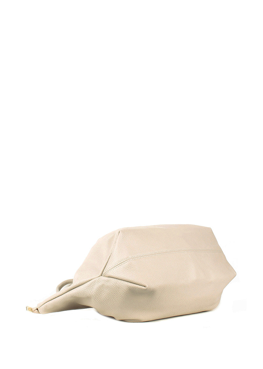 Bolso de hombro de piel italiana Beige 7366-11-32