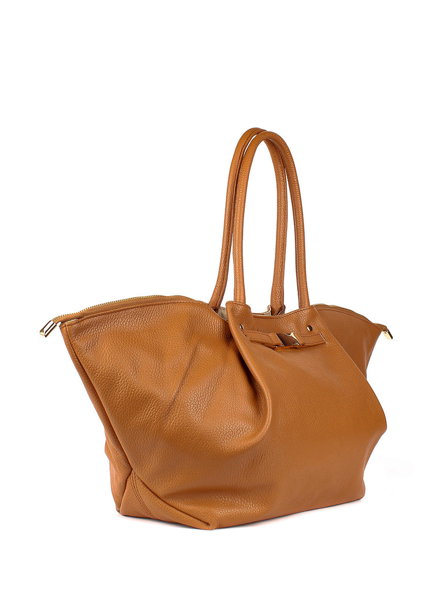 Bolso de hombro de piel italiana Rojo 7366-45-32