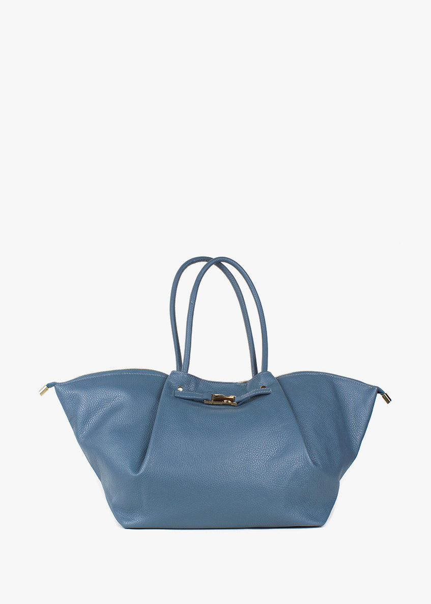 Bolso de hombro de piel italiana Темно блакитний 7366-97-32