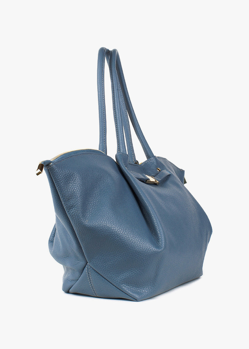 Bolso de hombro de piel italiana Темно блакитний 7366-97-32