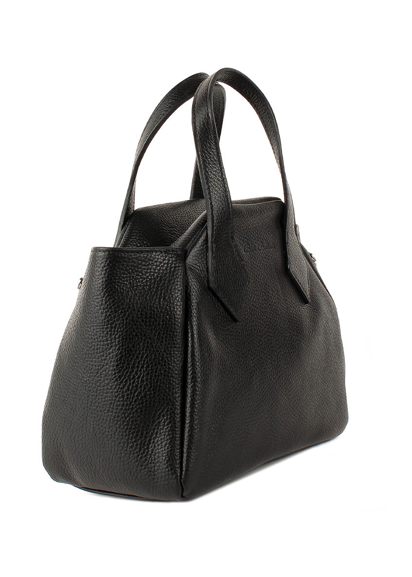 Bolso de mano de piel italiana Negro 4390-05-32