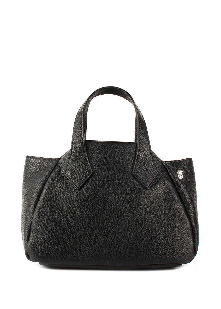 Bolso de mano de piel italiana Negro 4390-05-32