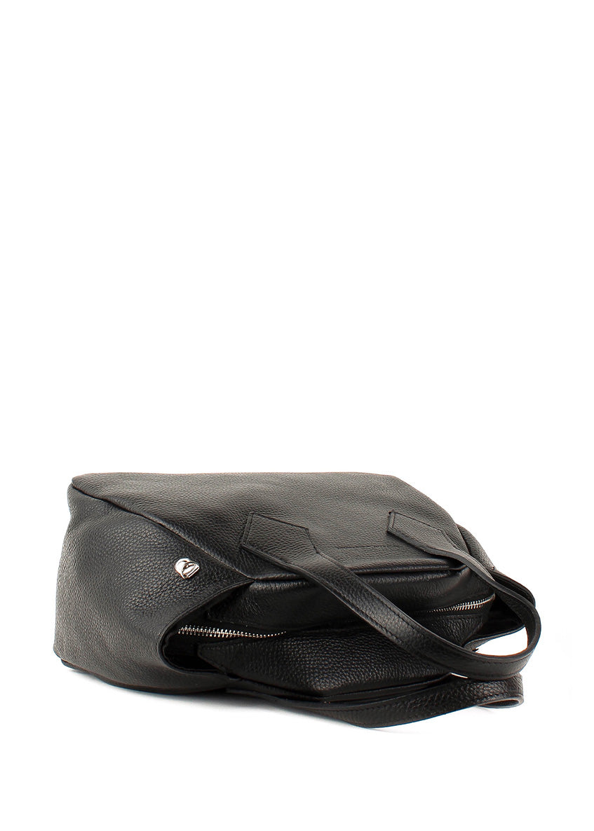 Bolso de mano de piel italiana Negro 4390-05-32