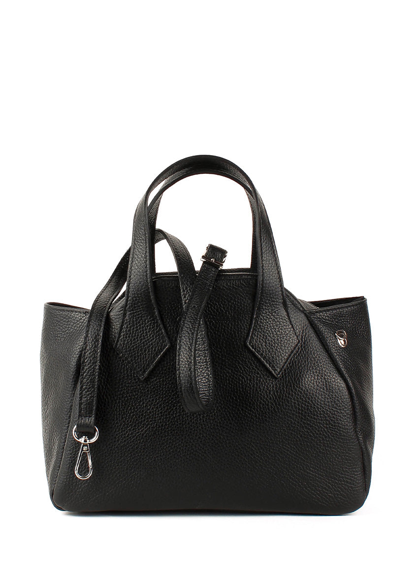Bolso de mano de piel italiana Negro 4390-05-32