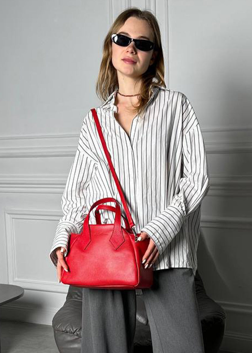 Bolso de mano de piel italiana Rojo 4390-13-32