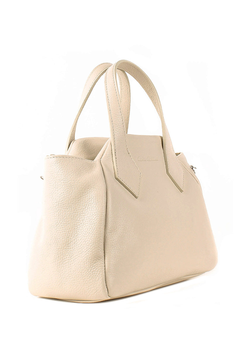 Bolso de mano de piel italiana Beige 4390-11-32