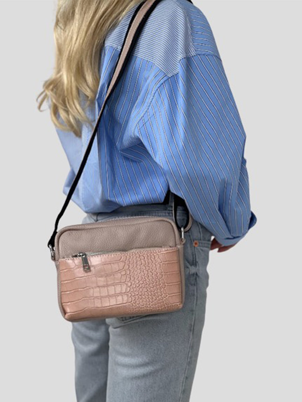 Bolso de mano de piel italiana Eis Rosa