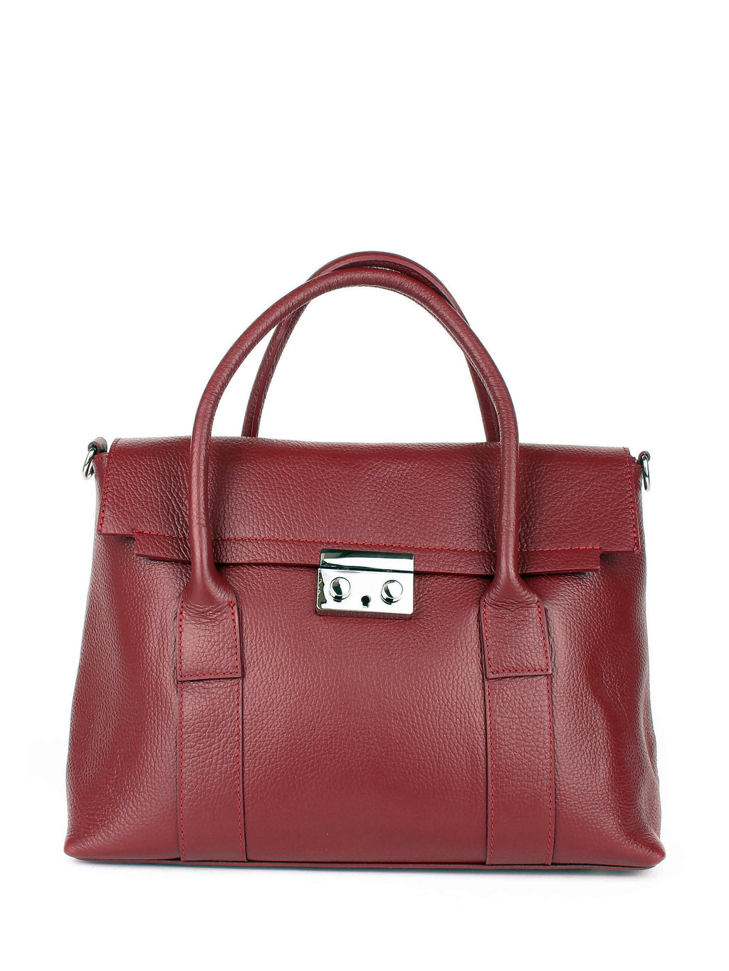 Bolso de mano de piel italiana Borgoña