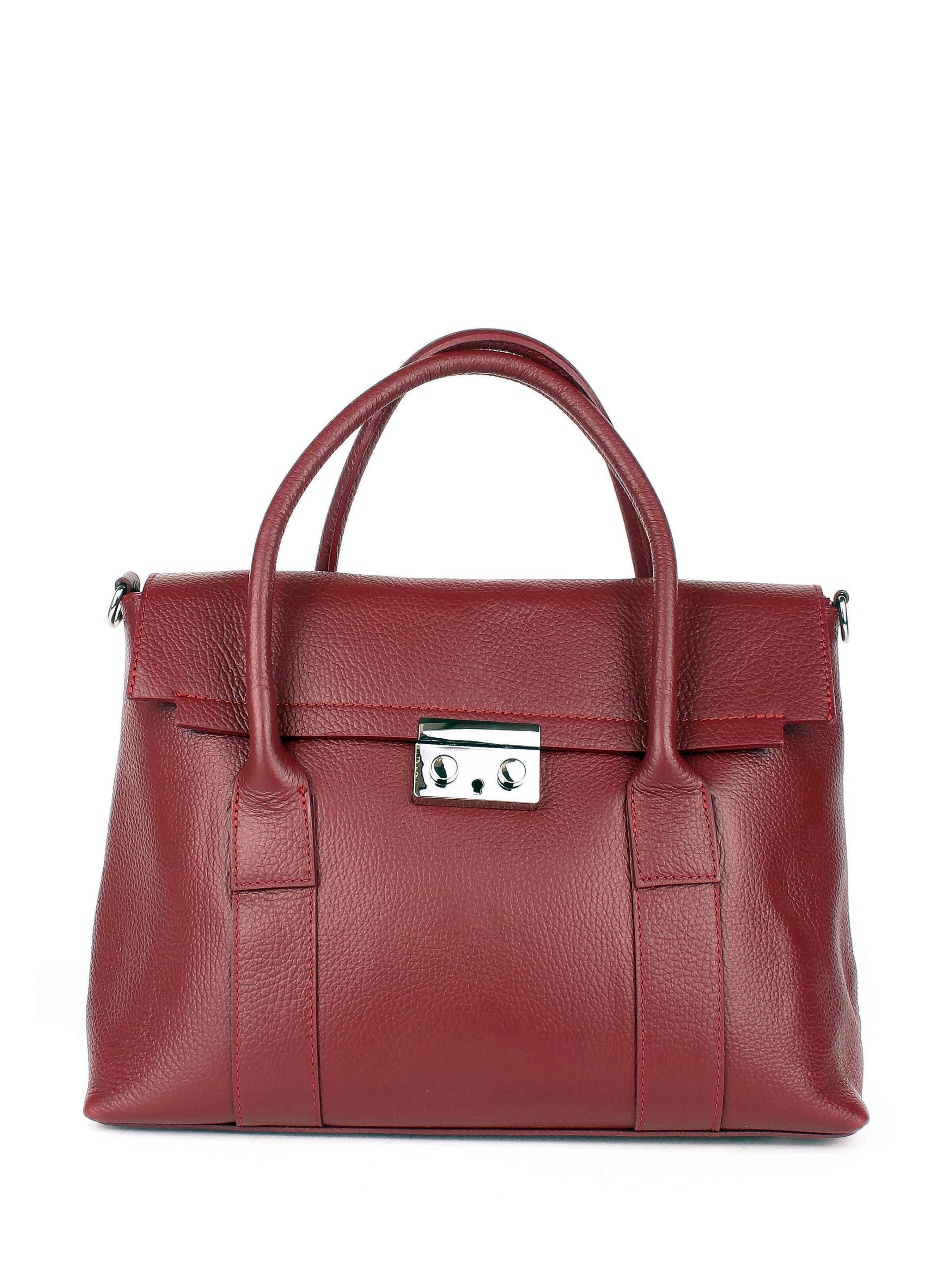 Bolso de mano de piel italiana Borgoña