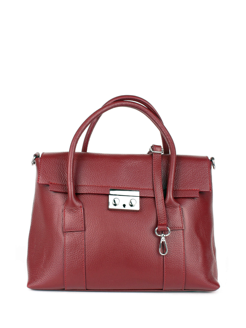 Bolso de mano de piel italiana Borgoña