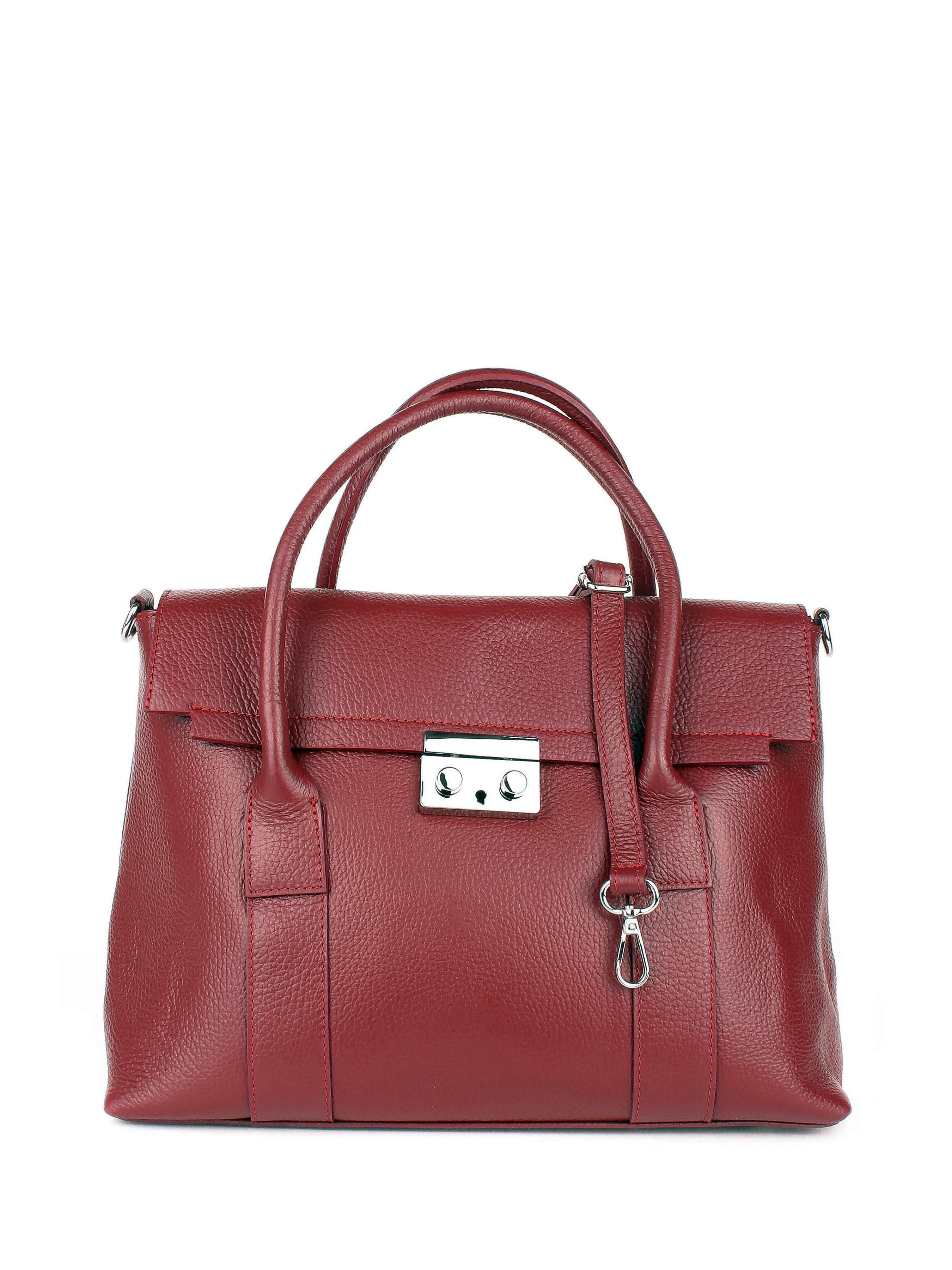 Bolso de mano de piel italiana Borgoña