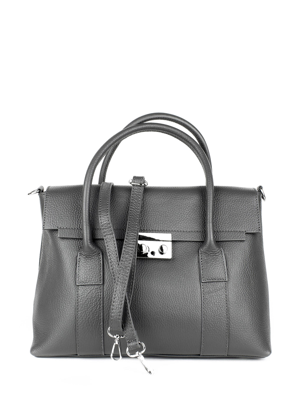 Bolso de mano de piel italiana Armonico Gris