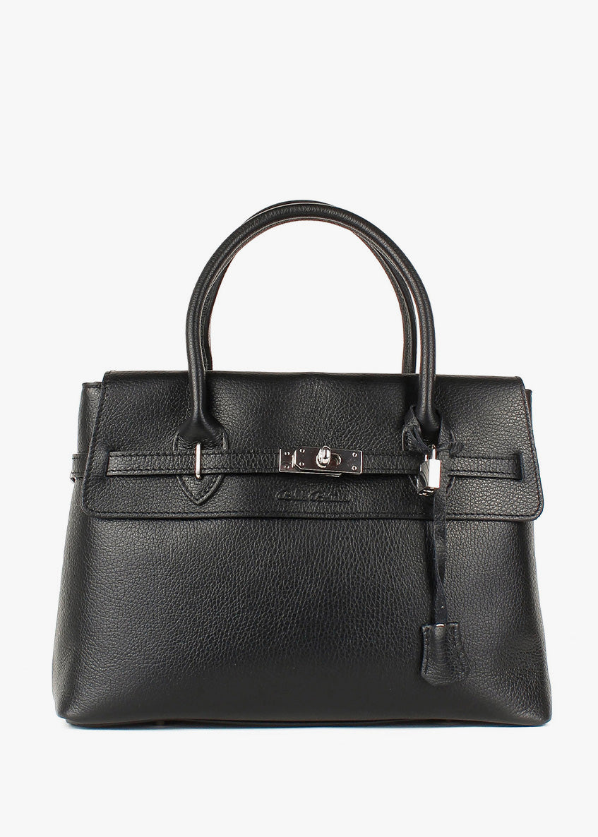 Bolso de mano de piel italiana Negro 5419-05-32