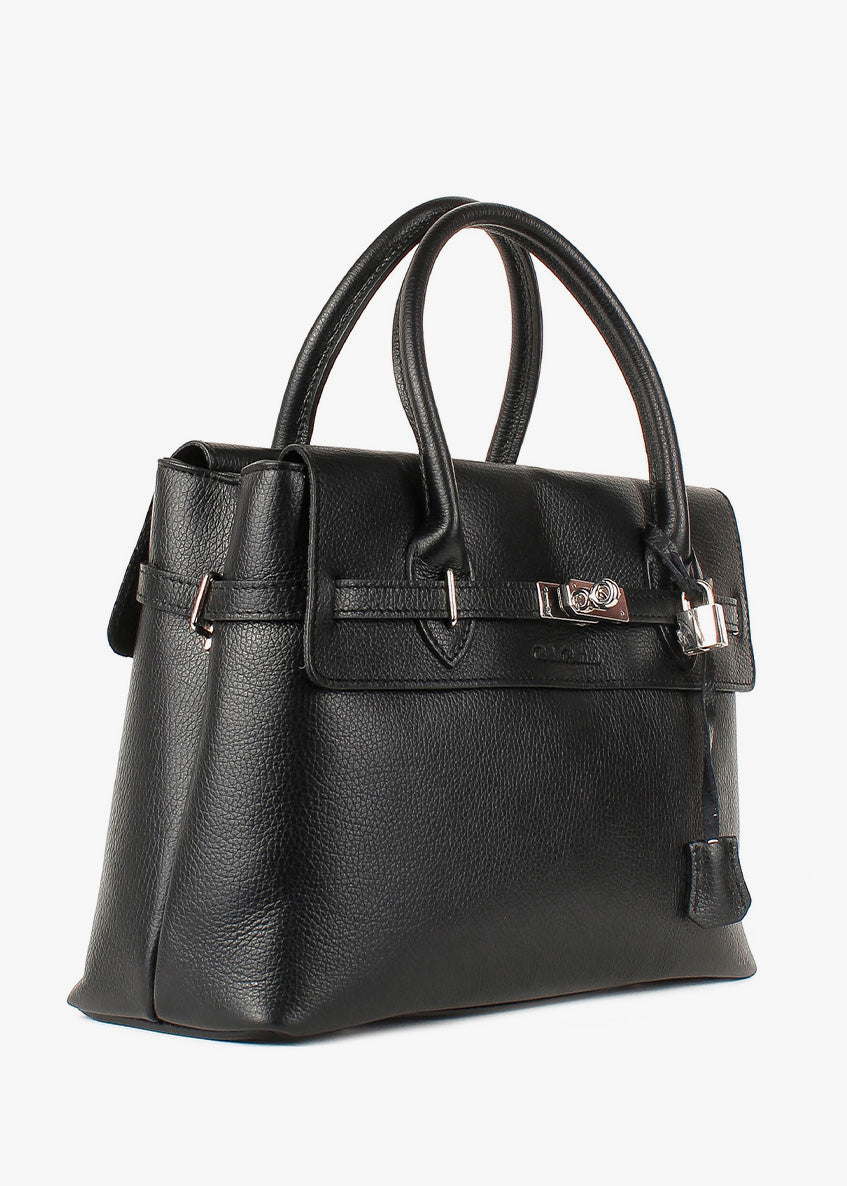 Bolso de mano de piel italiana Negro 5419-05-32