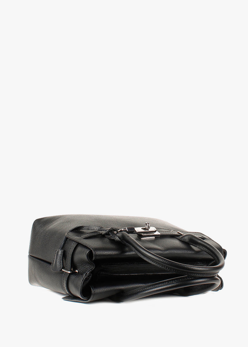 Bolso de mano de piel italiana Negro 5419-05-32